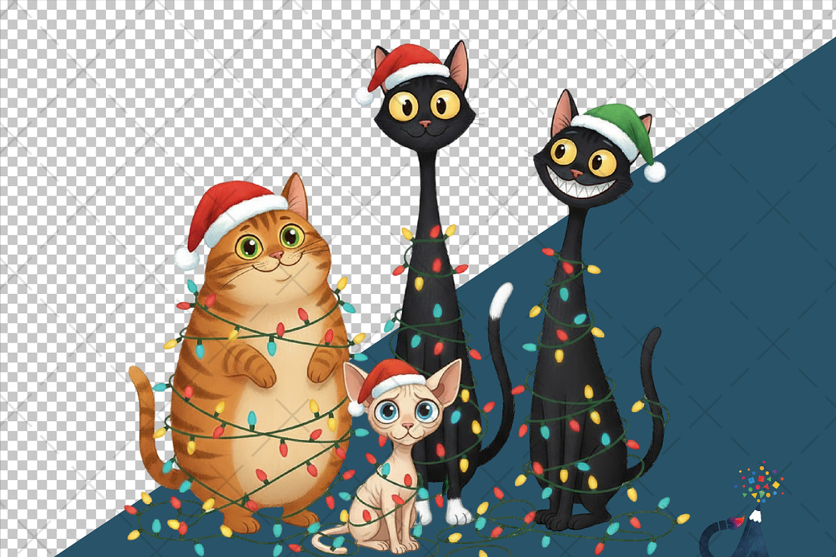 Funny Christmas Cats Sublimation Png, an Illustration by Creative Art (Photo 4 of 6)
