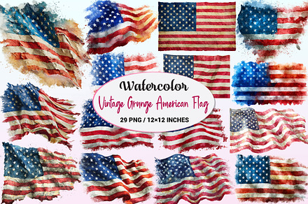 Vintage Grunge American Flag Clipart, a Graphic by CitraGraphics