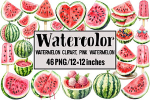 Watermelon Clipart, Pink Watermelon, an Illustration by Design Market