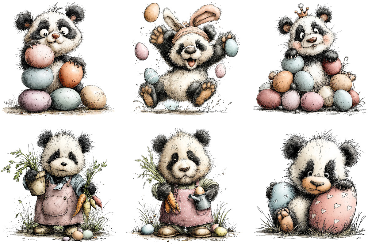 Whimsical Easter Panda Clipart, an Illustration by Sublimation Artist (Photo 7 of 7)