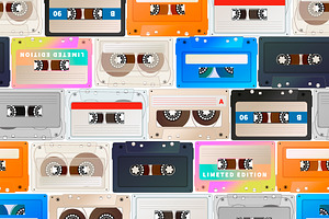 Detailed Audio Cassettes In A Row