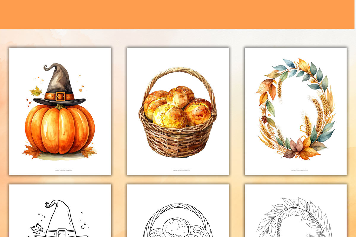 50 Thanksgiving Coloring Pages, an Object Illustration by Daffodil Dream Studio (Photo 2 of 13)