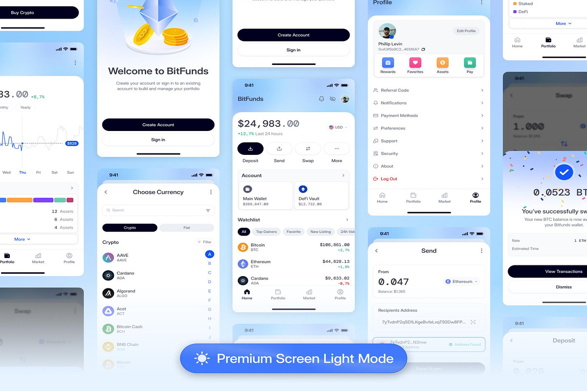 Bitfunds — Crypto Mobile Apps UI Kit, an UI Kit Template by Creative Perspective (Photo 5 of 5)