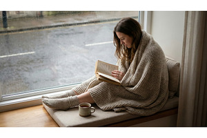 Woman Reading by Window, an Architecture Photo by CREATIVEDEF