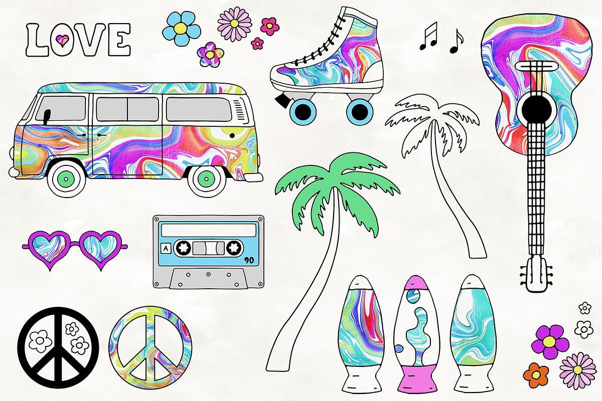 Groovy psychedelic textures kit, a Texture Graphic by AdenaJ (Photo 2 of 16)