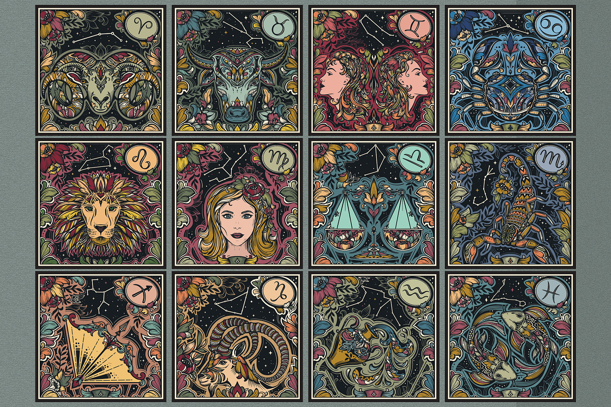 Zodiac Vector Set, a Decorative Illustration by Molly art (Photo 15 of 16)