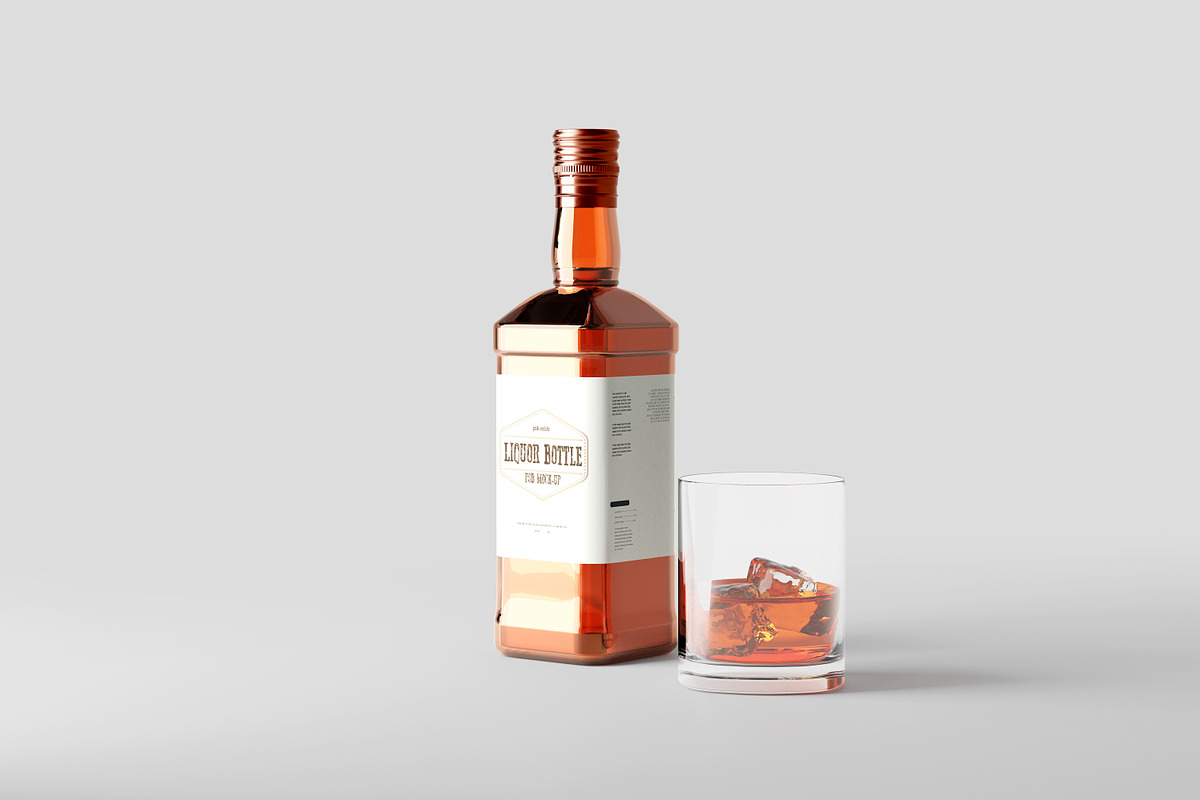 Square Liquor Bottle Mockup, a Cups & Container Mockup by pmvch (Photo 7 of 15)