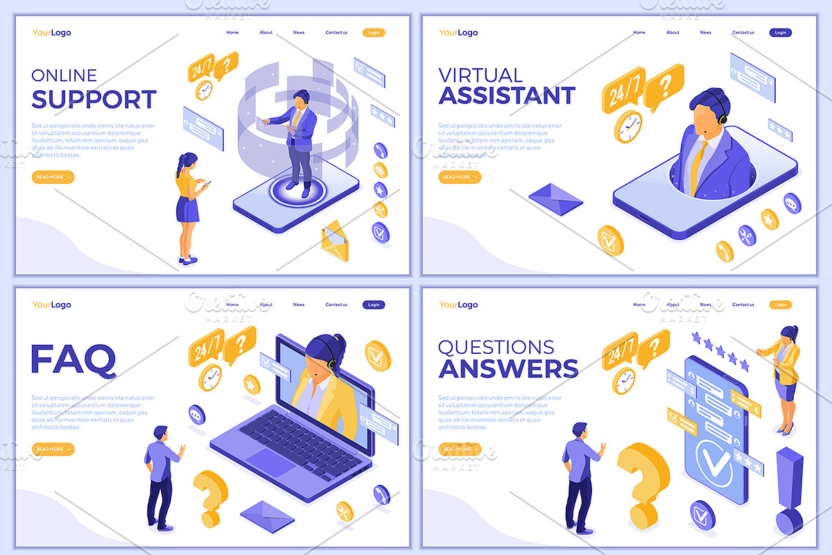 Isometric Online Customer Support, a Person Illustration by TAlex (Photo 6 of 6)