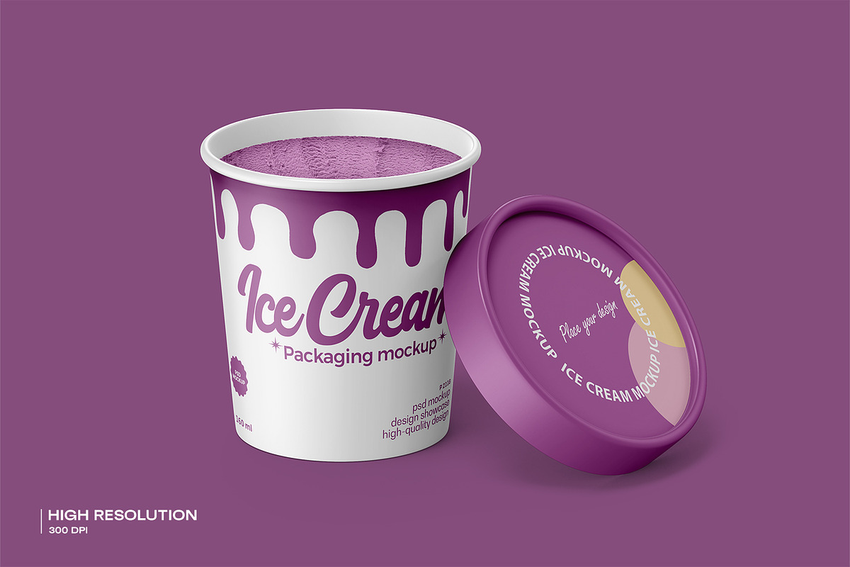 Ice Cream Tub Mockup, a Packaging Mockup by RamStudio2 (Photo 7 of 14)