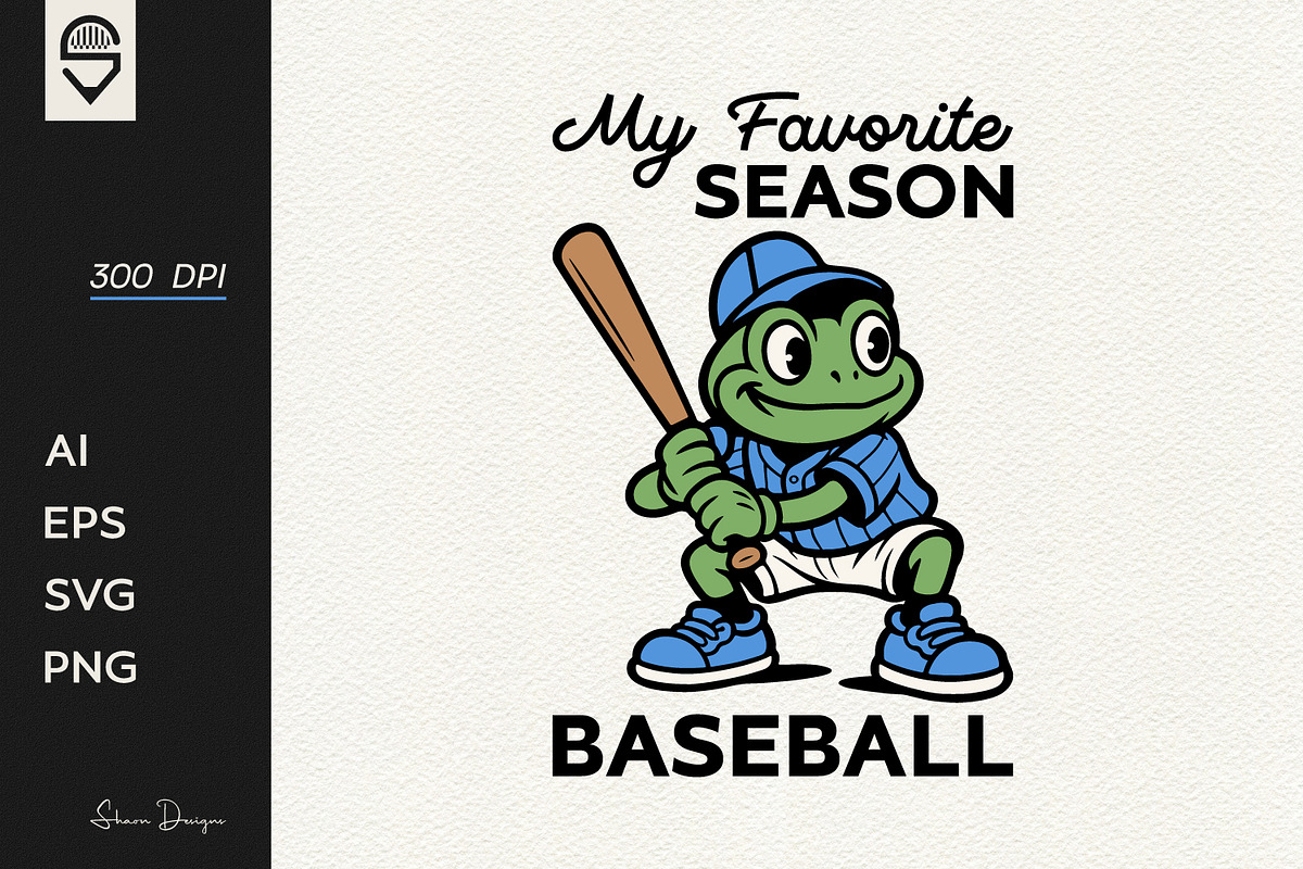 Frog Baseball Player Sports T-shirt, a Sport Illustration by shaondesigns (Photo 1 of 4)