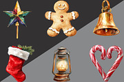 Watercolor Christmas Clipart Bundle, an Illustration by Black Bird Studio (Thumbnail 3 of 6)