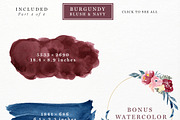 Burgundy Blush Navy Flowers Clipart, an Illustration by Essem Creatives (Thumbnail 7 of 7)