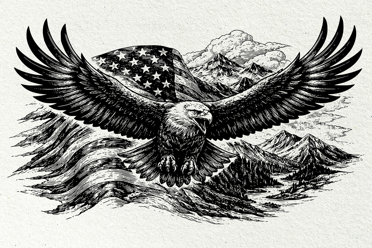 Patriotic Eagle Flag Graphics, a Seasonal Illustration by DENIDigitalArtSudio (Photo 2 of 9)