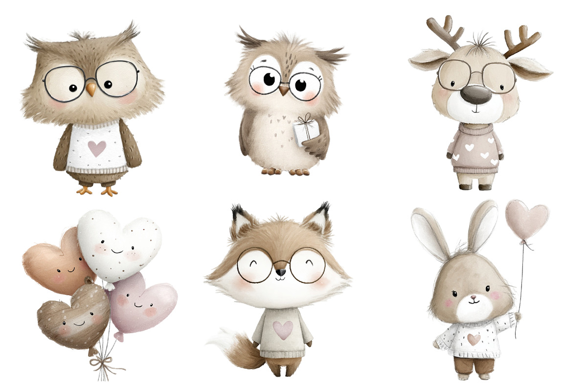 Woodland Valentines Animals, an Illustration by Designworld (Photo 4 of 6)