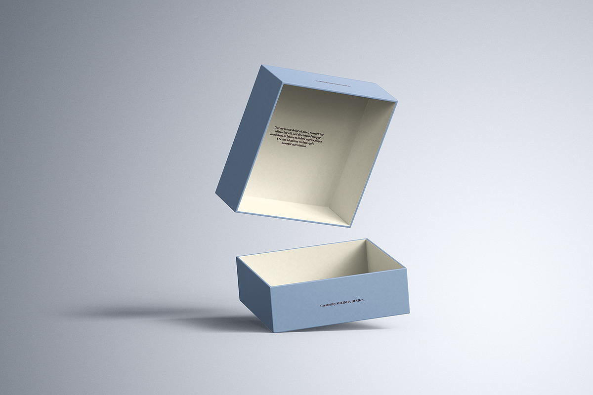 Square Rigid Two-Piece Box Mockup, a Packaging Mockup by Sheikhadesign (Photo 7 of 11)