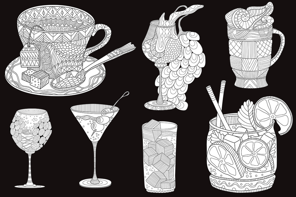 Drinks coloring pages, a Food Illustration by LidiaP (Photo 2 of 3)