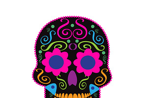 Skull Neon Pink Color Vector