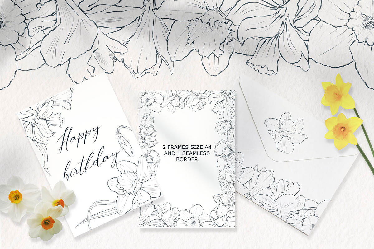 Watercolor and sketch daffodils, a Decorative Illustration by TatiArti (Photo 8 of 13)