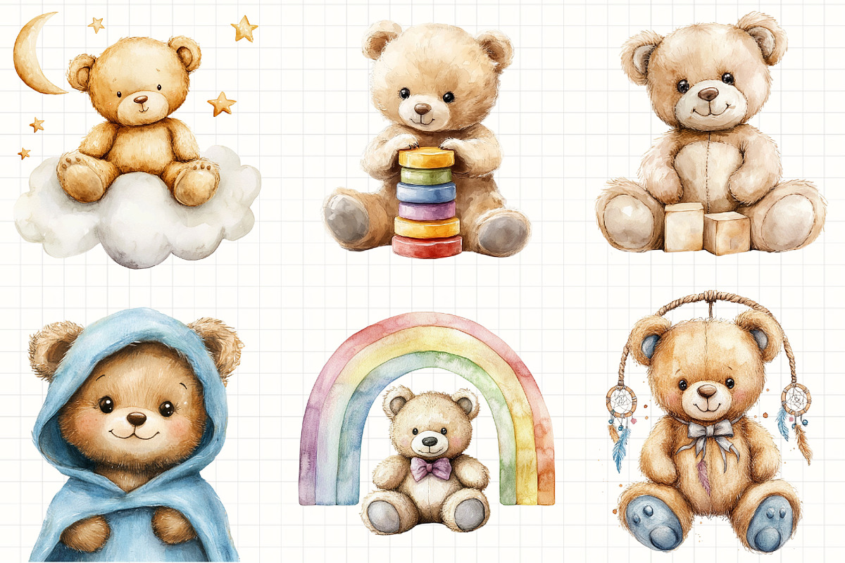 Watercolor Beige Teddy Bear Nursery, an Illustration by Libby Wishes (Photo 4 of 5)