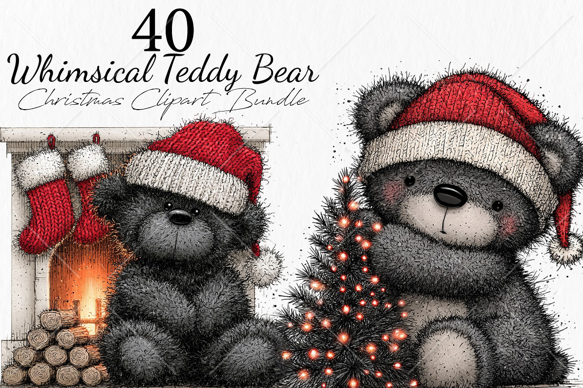 Whimsical Teddy Bear Christmas PNG, a Seasonal Illustration by Canvas Craft (Photo 1 of 10)