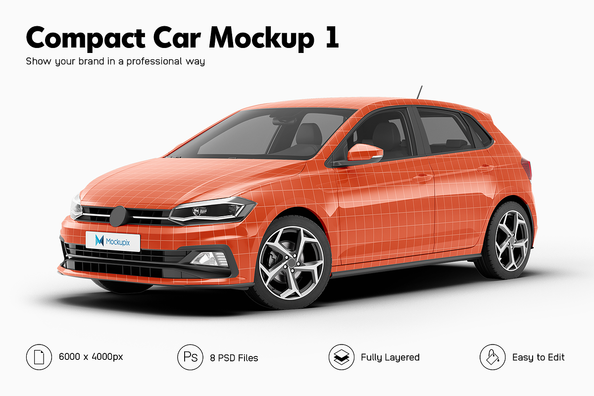 Compact Car Mockup 1, an Advertising Mockup by Mockupix (Photo 1 of 12)