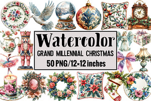Grand Millennial Christmas, an Illustration by Design Market