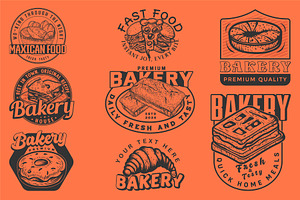 Set of fast food labels, a Branding & Logo Template by Billah Hub