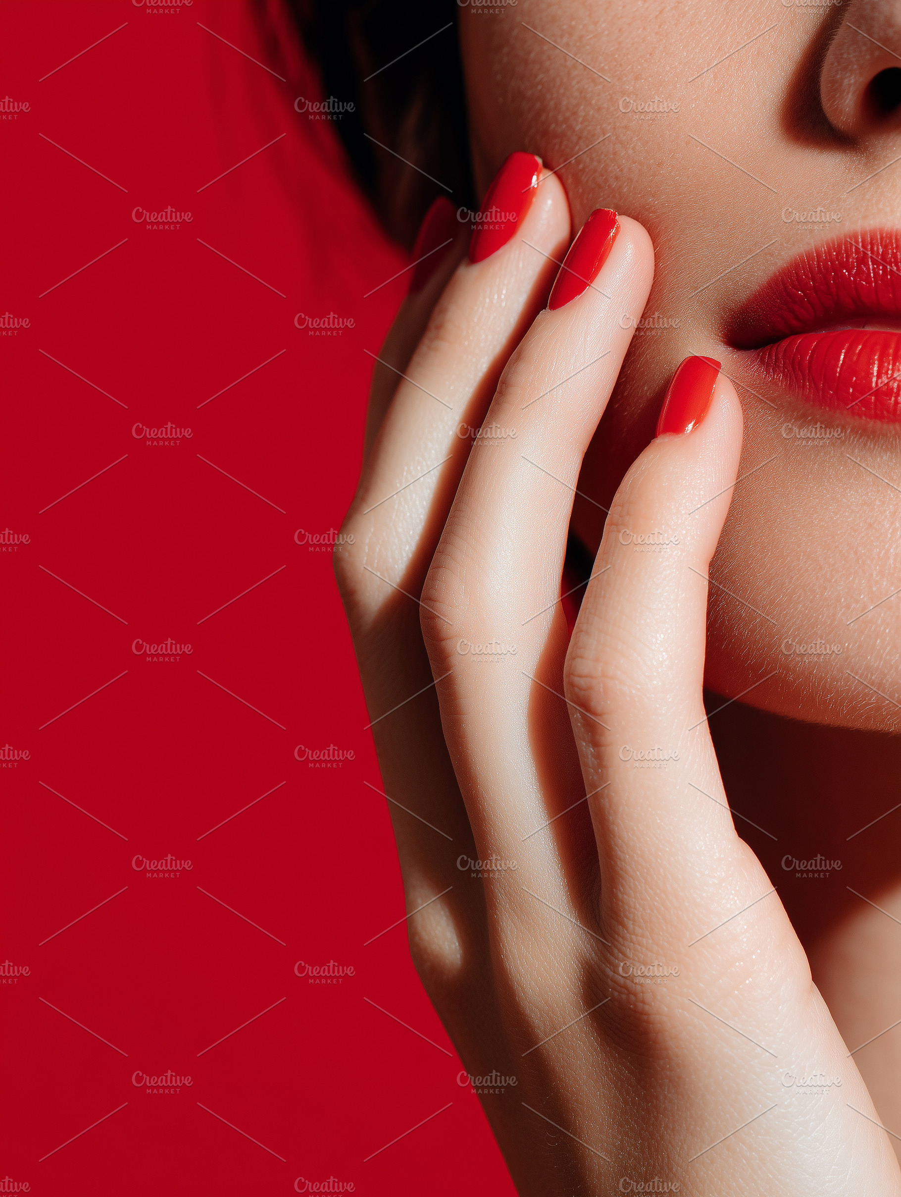 Close up of a woman’s lips and hand, a Beauty & Fashion Photo by MistyDay