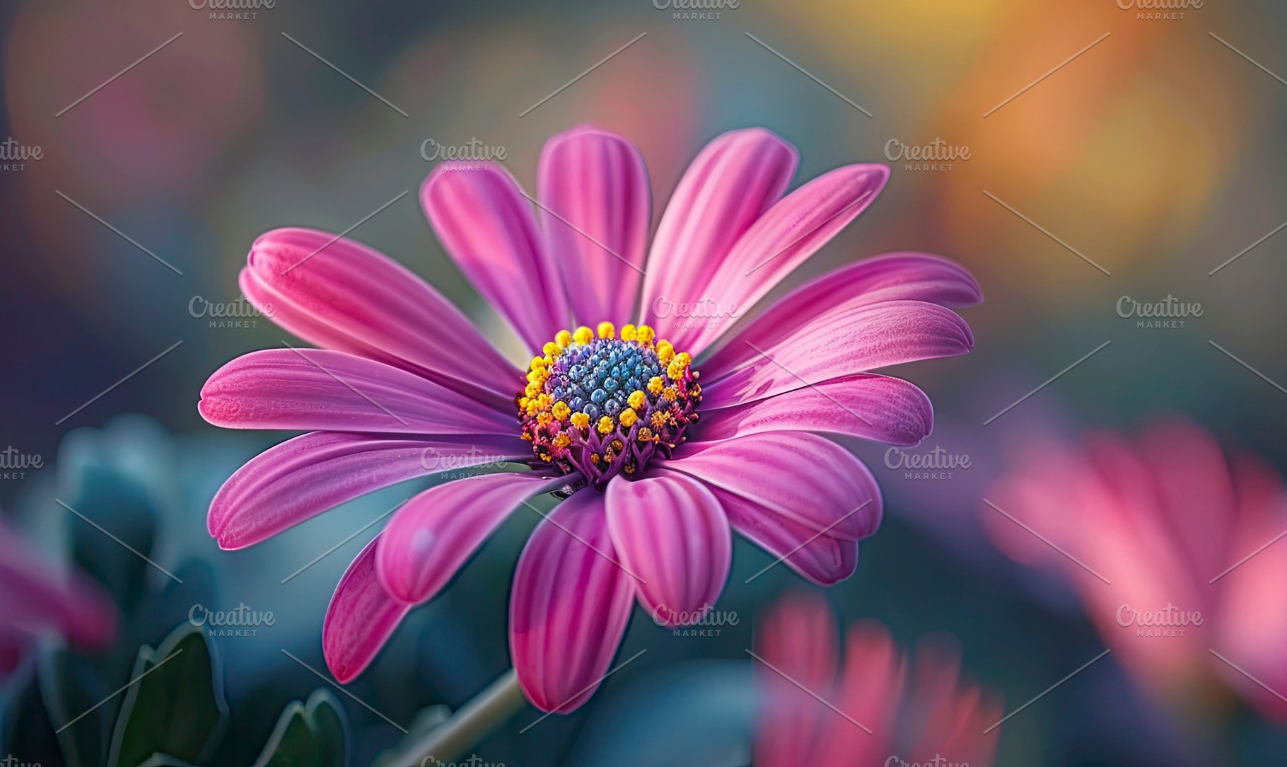 A close-up view of a dew-covered pur, a Photo by LOGOCREATIVE
