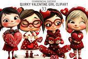 Quirky Valentine Girl Clipart, an Illustration by designcity5 (Thumbnail 1 of 5)