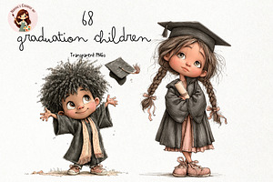 Graduation Children Watercolor Clipa, a Person Illustration by Nicolle's Colorful Art
