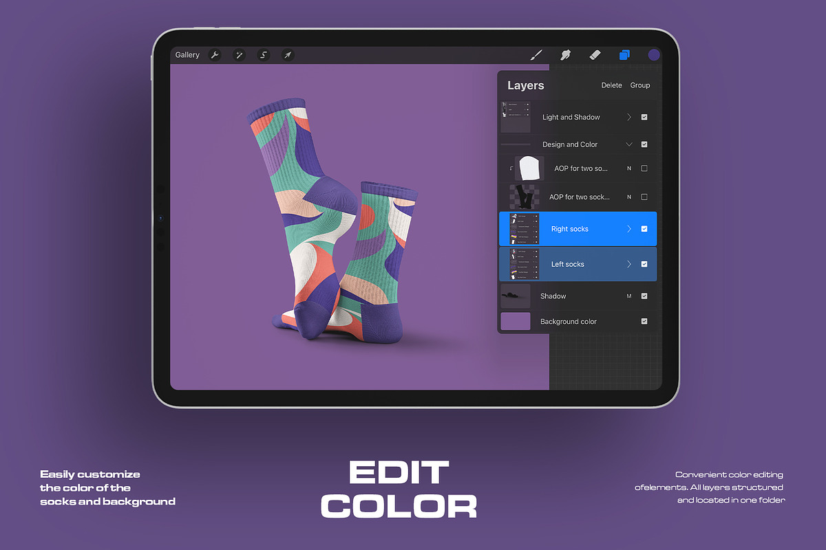 High Socks Mockup For Procreate, a Bottom Mockup by Grow Design Craft Studio (Photo 2 of 6)