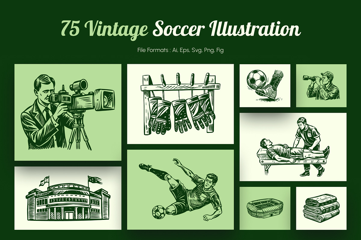 Vintage Soccer Illustration Set, a Sport Illustration by Prosymbols (Photo 1 of 10)