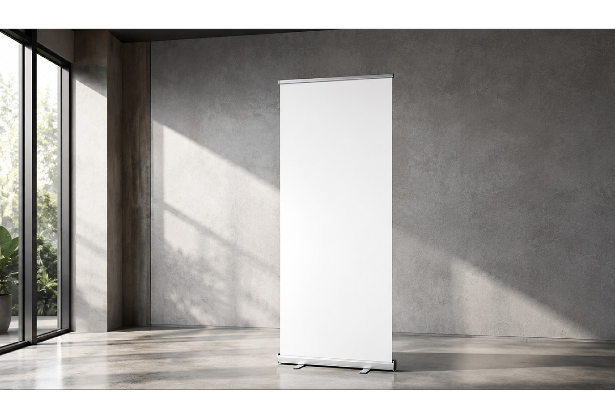 Roll Up Banner Stand Display Mockup, an Advertising Mockup by studiogstock (Photo 2 of 3)