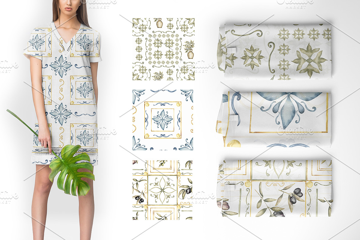 Watercolor Tiles Pattern Collection, a Pattern Graphic by MayaNavits (Photo 5 of 13)