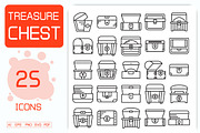 Treasure Chest Line Icons, an Outline Icon by Designfour (Thumbnail 1 of 7)