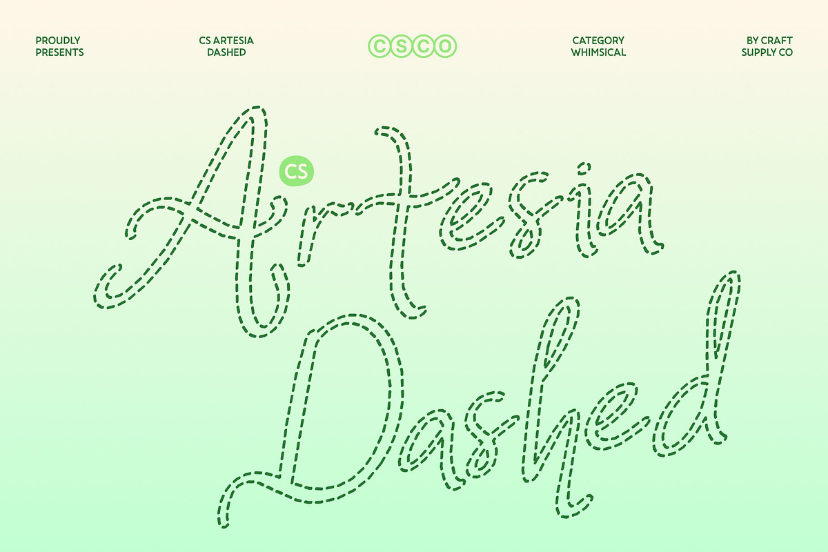 CS Artesia Dashed, a Handwritten Font by Craft Supply Co. (Photo 1 of 8)