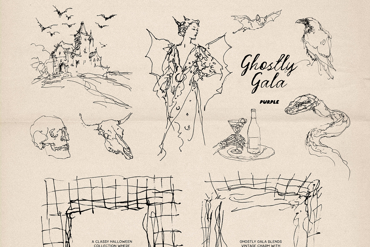 Ghostly Gala: Halloween Clipart, a Decorative Illustration by Purple (Photo 11 of 11)