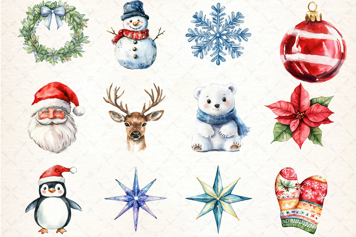 Watercolor Brush Doodle Christmas, an Illustration by DreamCafeArt (Photo 2 of 4)