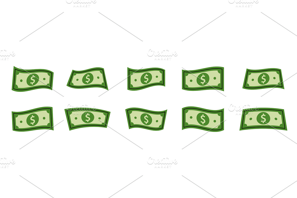Set of dollar banknotes. Finance, a Finance Illustration by GraphiShop