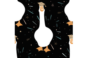 Cute graduate goose seamless pattern, an Animal Illustration by Toltemara