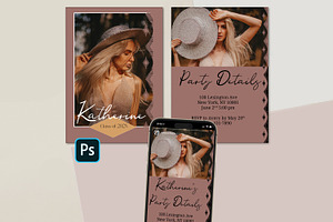 Retro Photoshop Grad Card Invite, a Card Template by InstaNoirDesigns