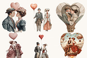 Victorian Valentine Couple Clipart, a Person Illustration by BusyDaydesign (Thumbnail 2 of 6)