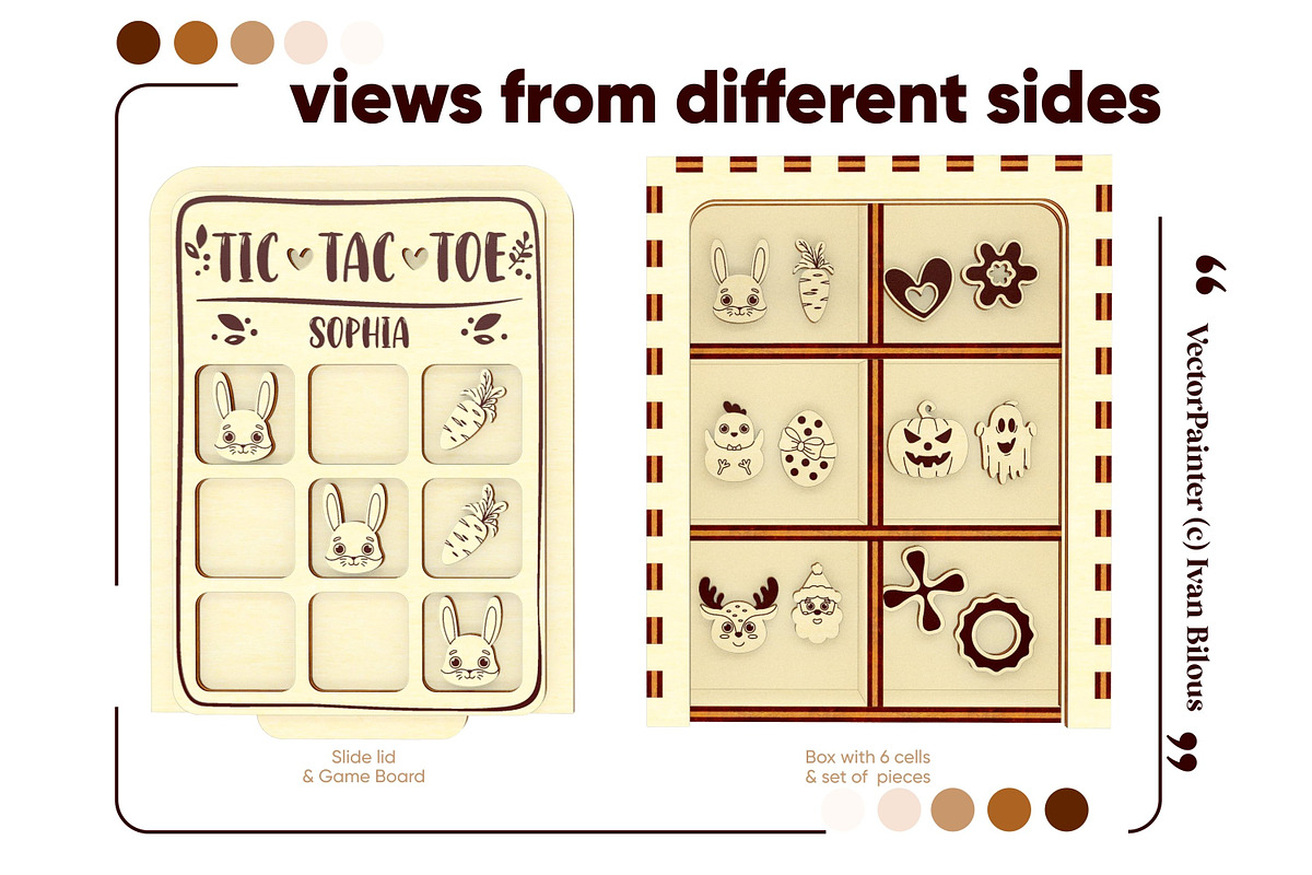 Tic Tac Toe - Laser Cut File, an Object Graphic by VectorPainter (Photo 13 of 18)