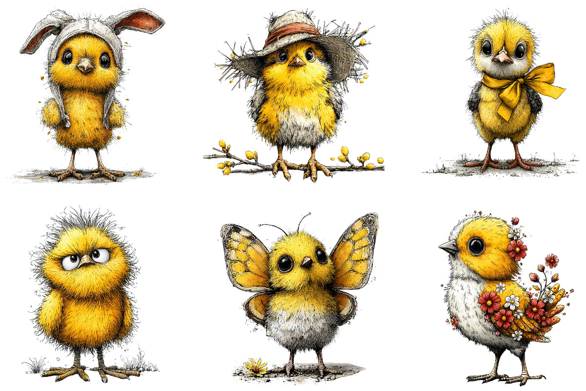 Whimsical Spring Chick Clipart, an Illustration by Dream Creation (Photo 2 of 7)