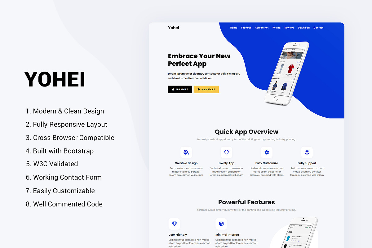 Yohei Application Landing page, a Landing Page Template by Youme Techworld