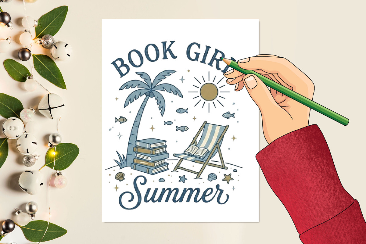 Book Girl Summer Png, a Seasonal Illustration by Designking (Photo 3 of 4)