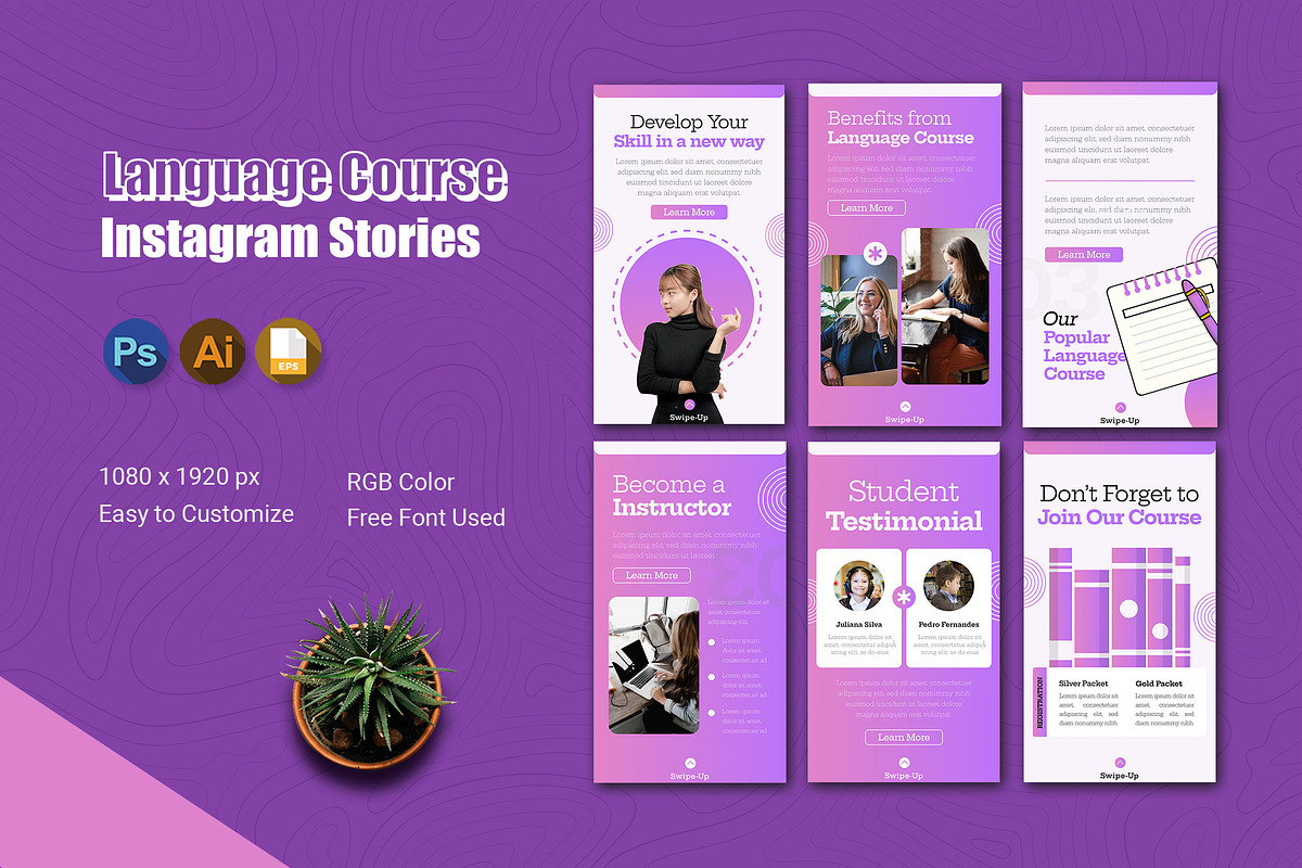 Language Course Instagram Story, a Social Media Template by Esensifiksi.studio
