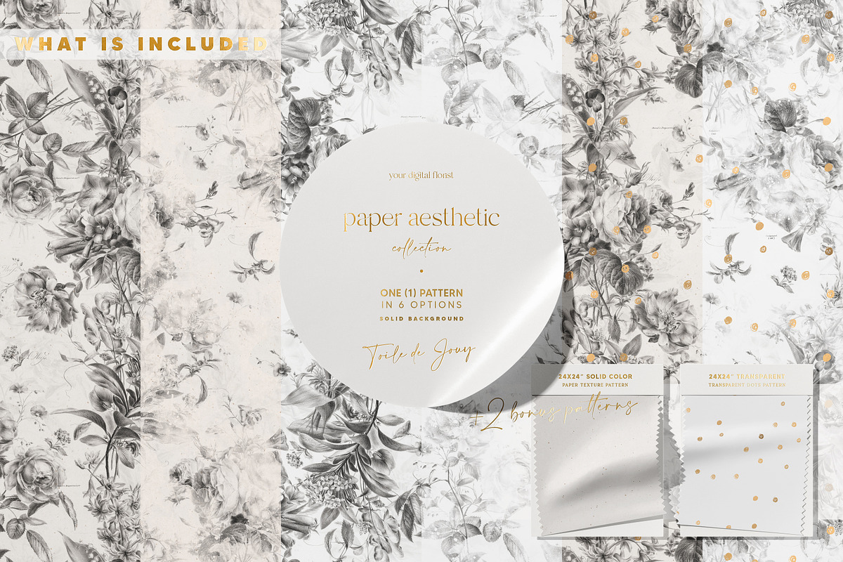 Toile Black and White Floral Pattern, a Pattern Graphic by paper aesthetic (Photo 5 of 10)