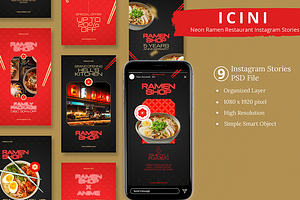 Neon Restaurant Canva & Instagram, a Social Media Template by Attype